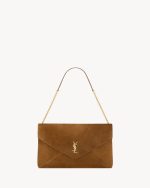 YSL CASSANDRE XXL pouch on chain in suede